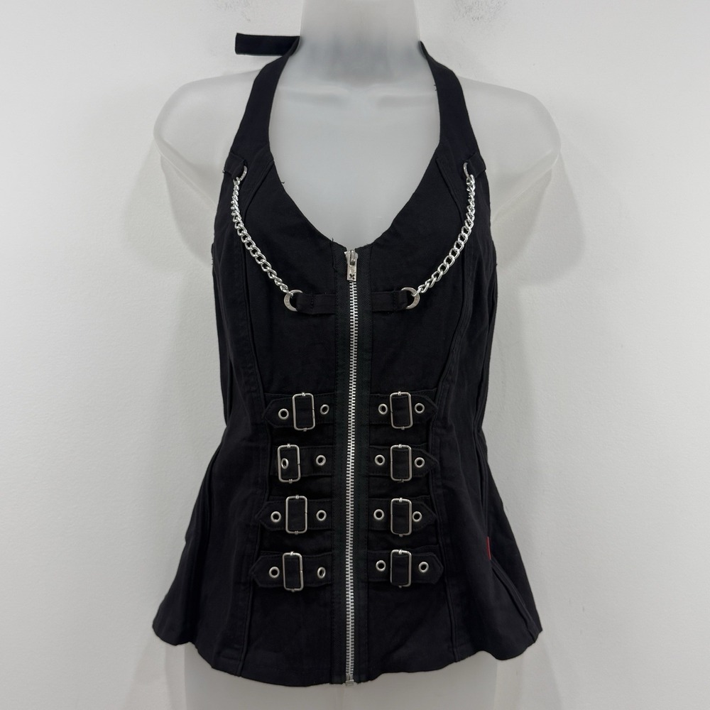 VTG 90s Y2K Tripp NYC Halter Top L Corset Gothic Punk Rock Emo Cyber Whimsigoth